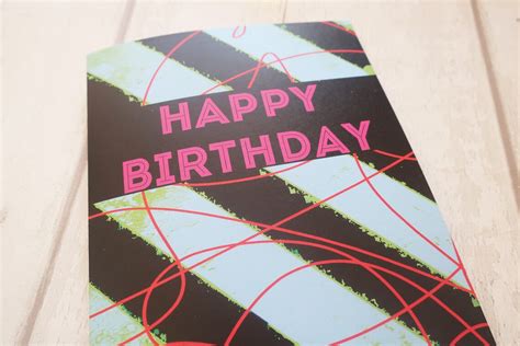 Happy Birthday Squiggle Colourful Card Abstract Birthday Card Etsy