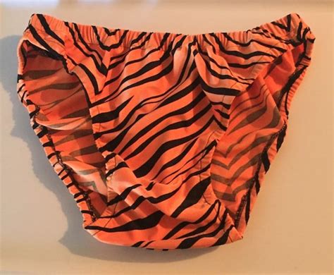 Orange Zebra Tiger Stripe Mens Bikini Brief Swimwear Etsy