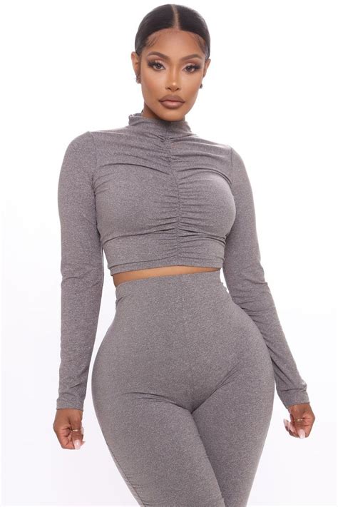 My Number One Ruched Legging Set Heather Grey Matching Sets Fashion Nova Shorts Outfits