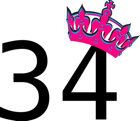 Pink Tilted Tiara And Number 34 Clip Art At Vector Clip Art