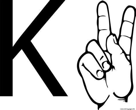 American Sign Language Sign Language Letter K Outline Classroom Clipart