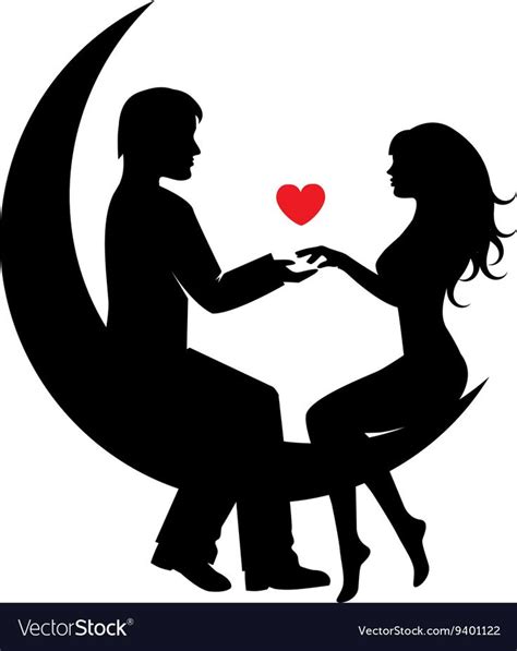 Silhouettes Of A Couple In Love Sitting On The Crescent Download A