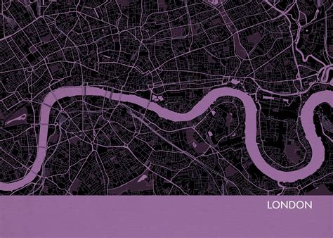 Small London City Street Map Print Mauve Matt Art Paper