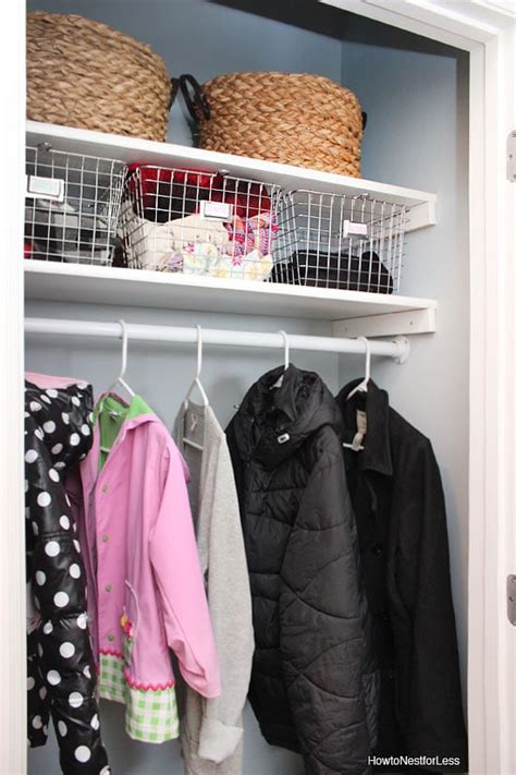 You probably have shoes for different seasons and purposes, some of which you wear all the time and some of which you may only wear a couple of. Organized Coat Closet Makeover - How to Nest for Less™