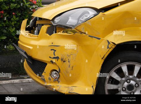 Dented Front Bumper Of Car Stock Photo Alamy