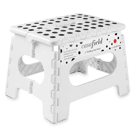 Casafield 9 Folding Step Stool With Handle White Portable
