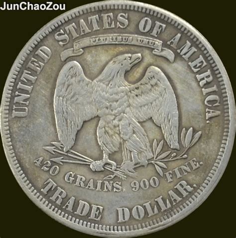 1873 Us Seated Liberty Brass Silver Plated Trade Dollar Copy Coins In