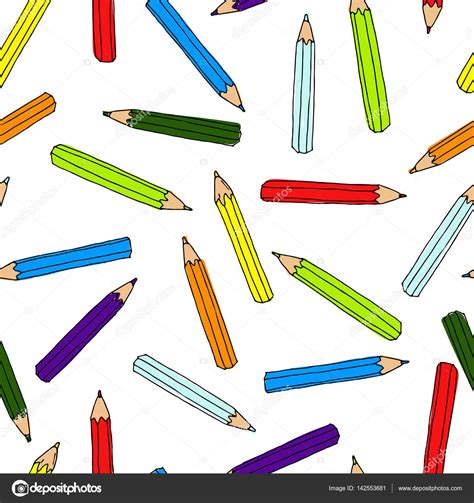 Colorful Pencils Pattern Seamless Texture Pencil Doodle Elements Back