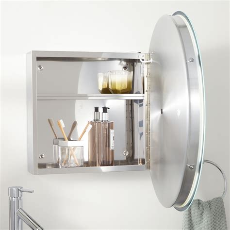 Lucent Round Stainless Steel Medicine Cabinet With Lighted Mirror
