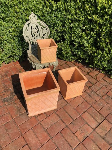 Square Lattice Terracotta Garden Pots