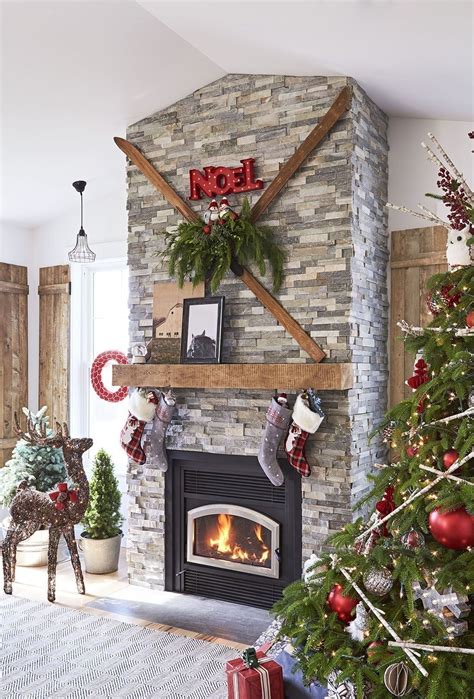 Creative Rustic Christmas Fireplace Mantel Décor Ideas ZYHOMY