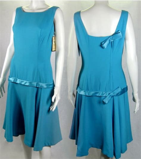 Vintage 1960s Blue Bows Flirty Skirt Dress Sz 13 For Sale Antiques