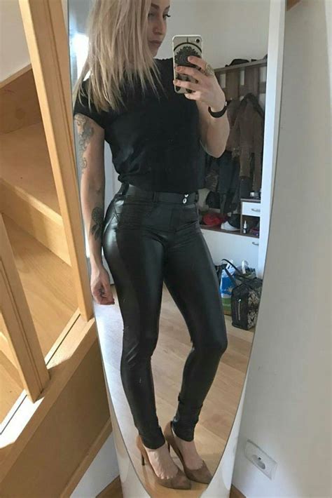 Amateur Selfie Black Leather Pants Leather Look Jeans Leather Tights Leather Outfit Leather