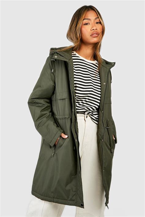 Longline Padded Parka Coat Boohoo