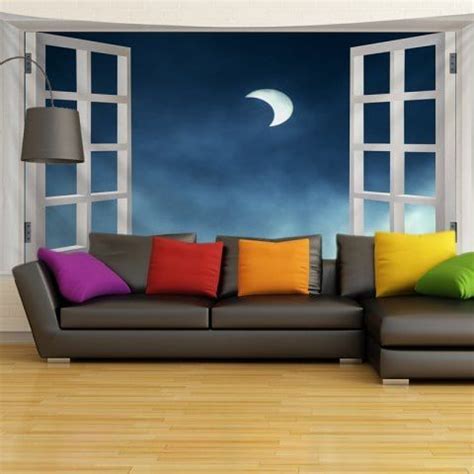 Empty any clothes from the washer and add 1 cup (8 oz.) of bleach or vinegar. 3D Digital Printing Moon Outside Window Anti-mildew Polyester Tapestry | Гостиная