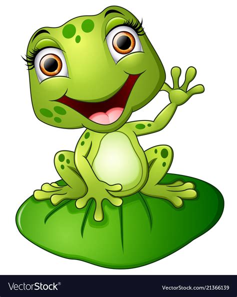 Cartoon Frog Sitting On The Leaf Royalty Free Vector Image