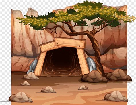 Mining Cartoon Illustration The Cave In The Mountains Mountains