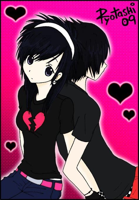 Pin By On Imagenes De Emos En Anime Emo Love Cartoon Cute Emo Couples Emo Couples