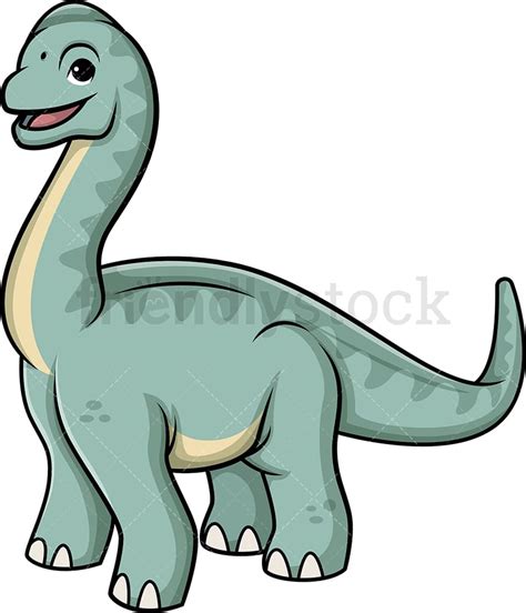 Cute Brachiosaurus Dinosaur Cartoon Clipart Vector Friendlystock