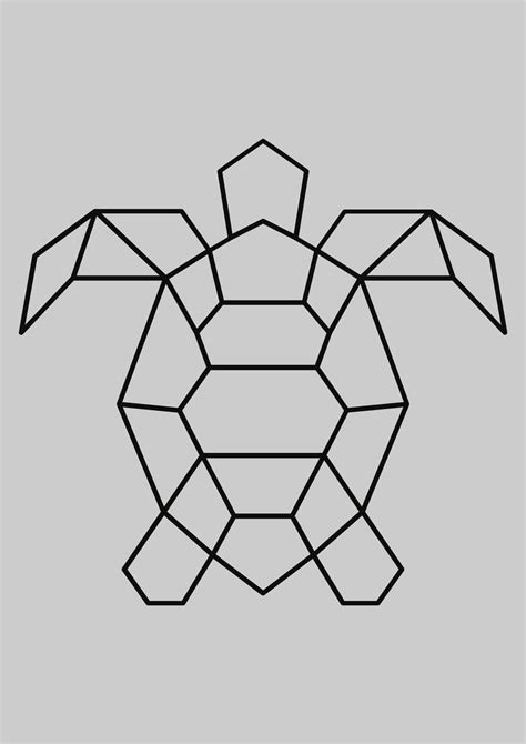 A4 Geometric Turtle Print Geometric Drawing Geometric Art Animal