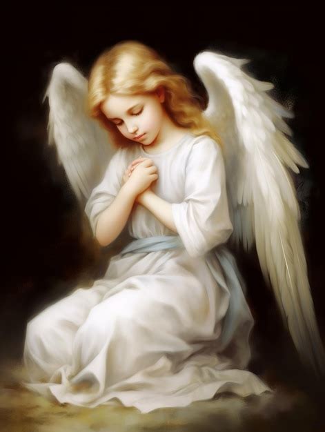 Premium Ai Image Child Angel With White Wings Praying