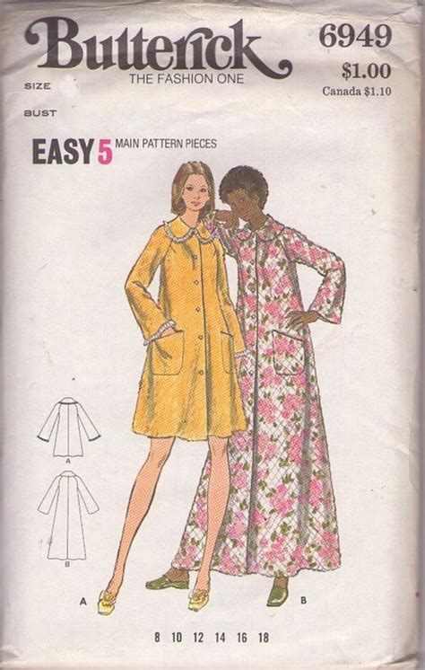 MOMSPatterns Vintage Sewing Patterns - Butterick 6949 Vintage 70's Sewing Pattern Classic EASY ...
