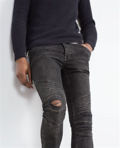 Jeans With Padded Knee Patches Jeans Man Patched Jeans Zara