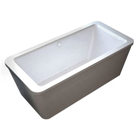Left drain soaking tub in white is designed to fit 5 ft. Universal Tubs Pearl 5.6 ft. Center Drain Whirlpool and ...