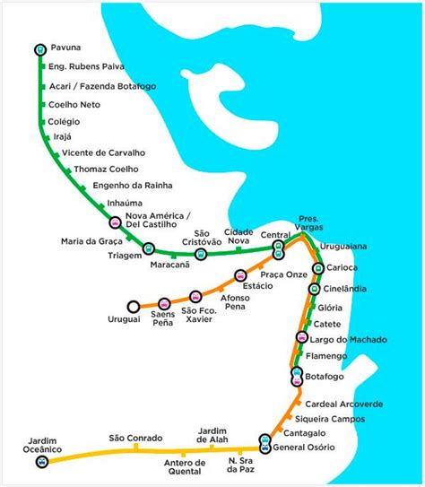 Metro Rio Mapa Mapa Do Metrô De Rio De Janeiro Estações E Linhas