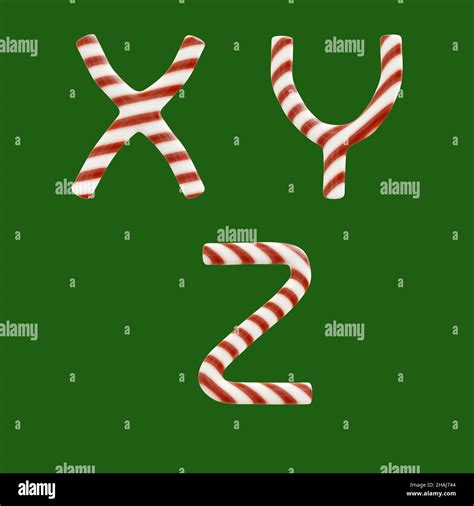 3d Rendering Of Candy Cane Alphabet Letters X Z Stock Photo Alamy