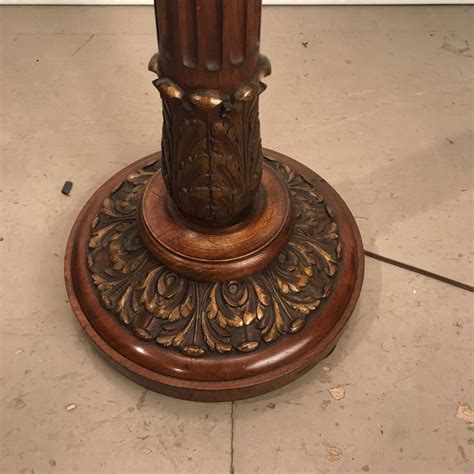 Asea brass floorlamp with mahogany conical pole with carved vertical stripes. 1930s Mahogany Floor Lamp with Fine Custom Silk Shade For ...