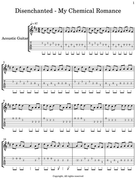 Disenchanted My Chemical Romance Sheet Music For Acoustic Guitar