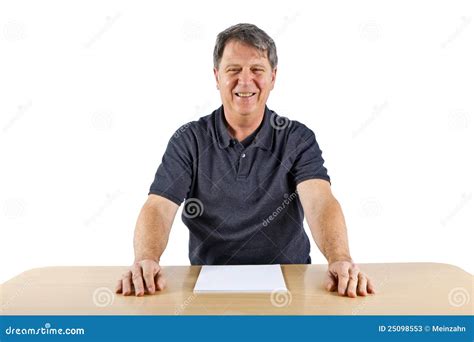 Casual Business Man Sitting At A Table Stock Image Image Of Desk