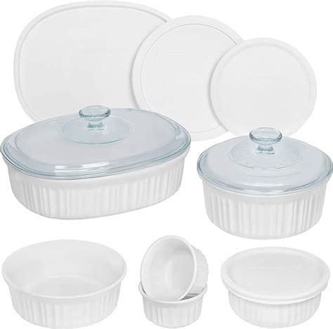 Corningware French White 12 Pc Ceramic Bakeware Set With