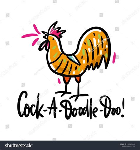 Rooster Crowing Hand Drawn Vector Illustration Cartoon Style Isolated