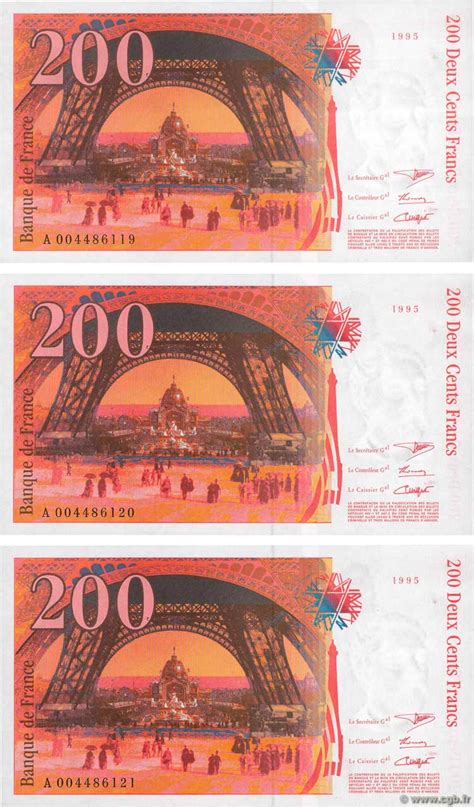 200 Francs Eiffel Consécutifs France 1997 F7504a B949405 Billets