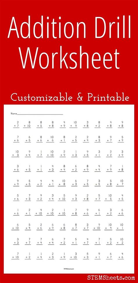Math worksheets for k12 kids and parents. Addition Drill Worksheet - Customizable and Printable ...
