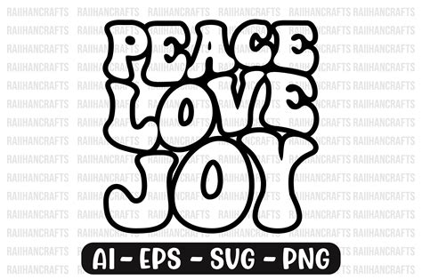 Peace Love Joy Retro Wavy Svg Graphic By Raiihancrafts · Creative Fabrica