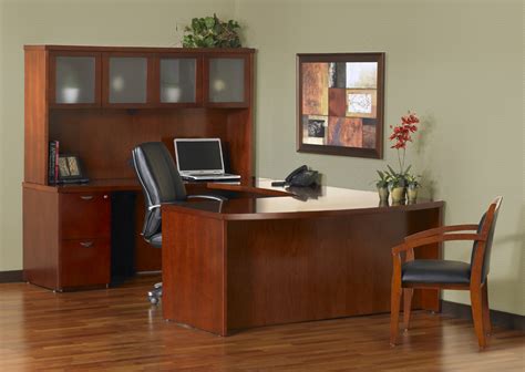 Touch Your Office With Perfect Fixture Of U Shaped Desk Design For Firm