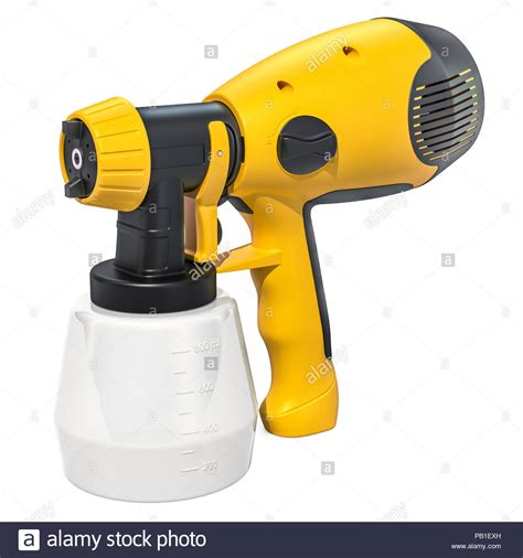 Electric Paint Spray Gun Close Up 3d Rendering Isolated On White