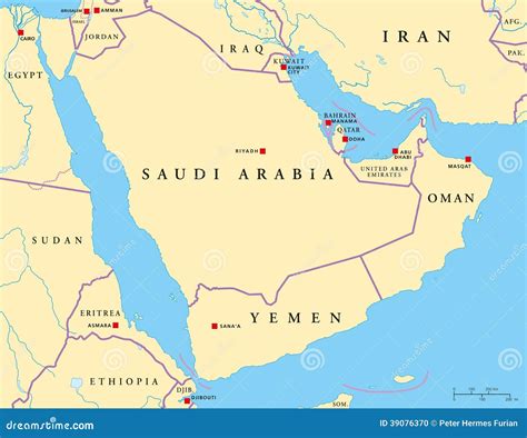 Mapa Político Da Península árabe Ilustração Do Vetor Ilustração De
