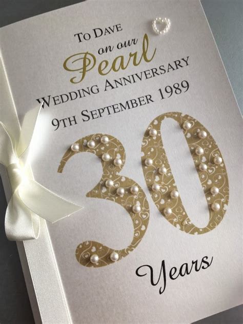 Pearl 30th 30 Wedding Anniversary Card Personalised With Etsy
