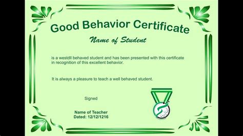 Free Good Behaviour Certificate Editable Templates Certificate