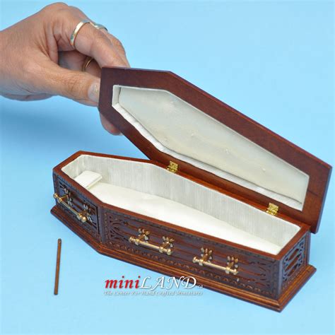 Walnut Coffin wood top Dollhouse miniature 1:12 scale fit ...