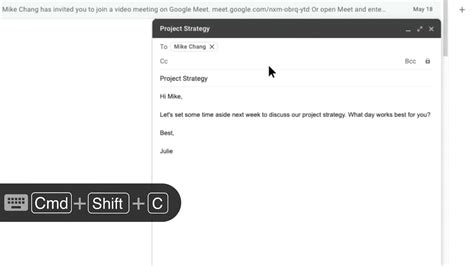 How To Cc Shortcut In Gmail Youtube