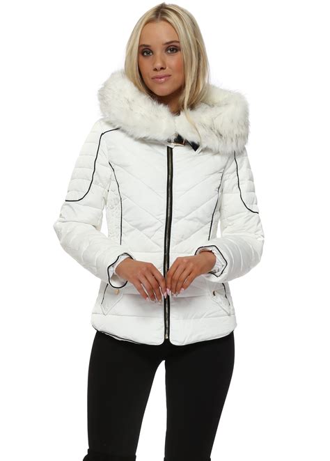 Shop designer coats and jackets with free delivery when looking for designer coats and jackets that will be not just stylish but practical too, there's no better place to shop than our collection of. White Hooded Faux Fur Quilted Coat