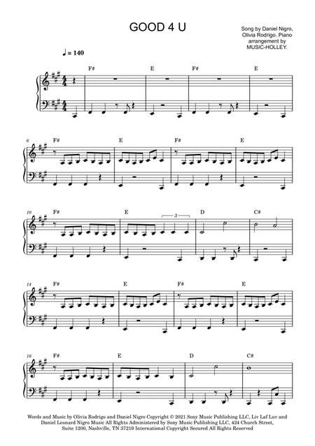 Download Digital Sheet Music Of Good 4 U Easy For Easy Piano