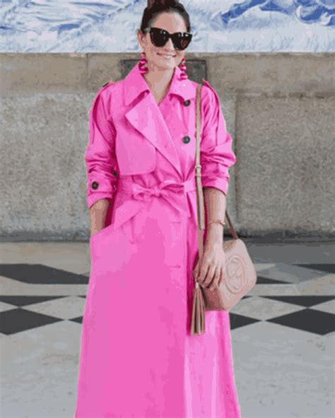 hot pink trench coat celebrity jacket