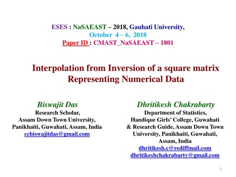 Pdf Interpolation From Inversion Of A Square Matrix Representing Numerical Data