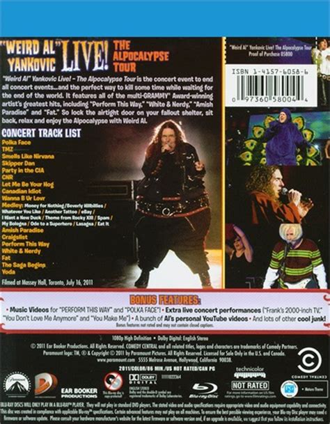 Weird Al Yankovic Live The Alpocalypse Tour 10411 Blu Ray Forum